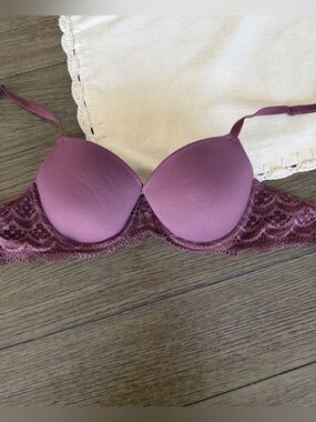 Auden Plum Lace-Trim Bra